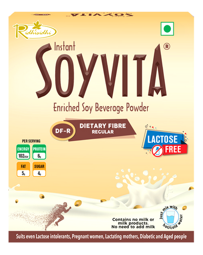 Soyvita - Dietary Fibre Regular | Lactose Free | Enriched Soy Beverage Powder | Serves-20 (500 Gms)