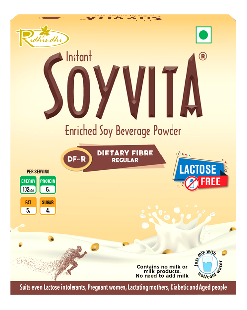 Soyvita - Dietary Fibre Regular | Lactose Free | Enriched Soy Beverage Powder | Serves-20 (500 Gms)
