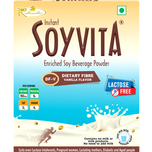 Soyvita - Dietary Fibre Vanilla | Lactose Free | Enriched Soy Beverage Powder | Serves-20 (500 Gms)