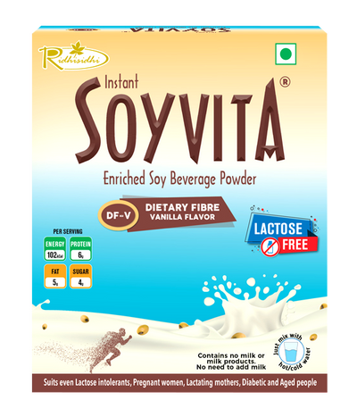 Soyvita - Dietary Fibre Vanilla | Lactose Free | Enriched Soy Beverage Powder | Serves-20 (500 Gms)