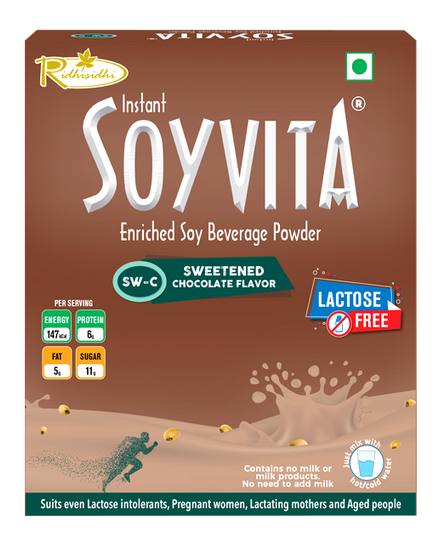 Soyvita - Sweetened Chocolate | Lactose Free | Enriched Soy Beverage Powder | Serves-15 (500 Gms)