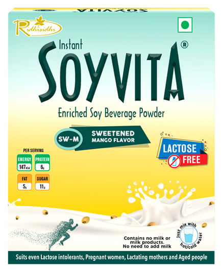 Soyvita - Sweetened added Mango fruit powder | Lactose Free | Enriched Soy Beverage Powder | Serves-15 (500 Gms)