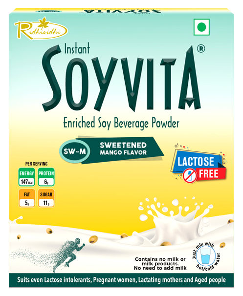Soyvita - Sweetened added Mango fruit powder | Lactose Free | Enriched Soy Beverage Powder | Serves-15 (500 Gms)