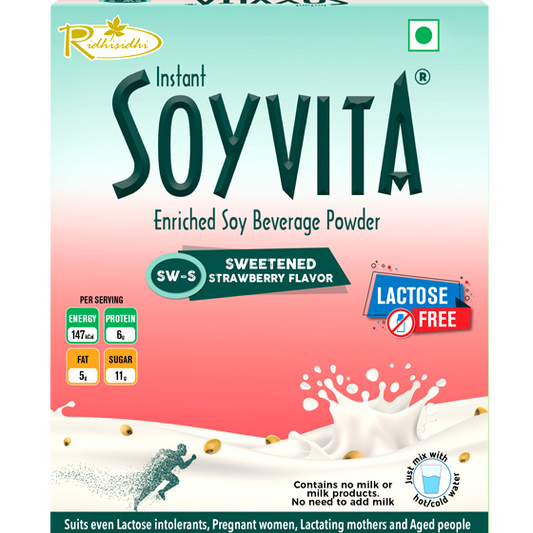 Soyvita - Sweetened  added Strawberry fruit powder | Lactose Free | Enriched Soy Beverage Powder | Serves-15 (500 Gms)
