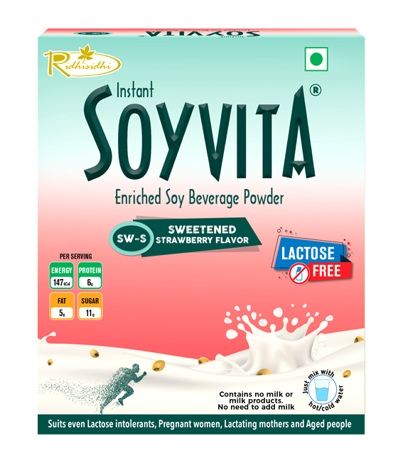 Soyvita - Sweetened  added Strawberry fruit powder | Lactose Free | Enriched Soy Beverage Powder | Serves-15 (500 Gms)