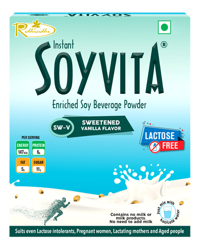 Soyvita - Sweetened Vanilla | Lactose Free | Enriched Soy Beverage Powder | Serves-15 (500 Gms)