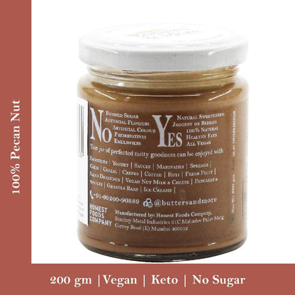 Butters & More Vegan Pecan Nut Butter Unsweetened, Single Ingredient Nut Butter. (200g) - Vegan Dukan