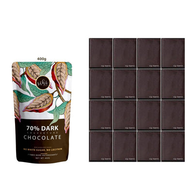 70% Dark Chocolate for baking and cooking - Pure Cacao / Cocoa - Natural, No white sugar, No Lecithin, Plant Based - Sihi Chocolaterie - plant based Dukan