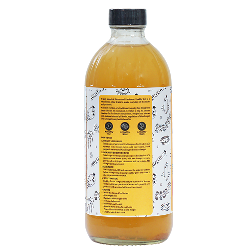 Healthy Gut Raw Organic Apple Cider Vinegar with (USDA, Unfiltered, Unpasteurized, Vegan, Gluten-free) - 500ml