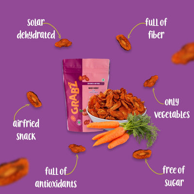 Grabz Air fried Carrot Chips (Pack of 6 x 25 Grams Each)
