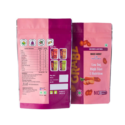 Grabz Air fried Carrot Chips (Pack of 6 x 25 Grams Each)