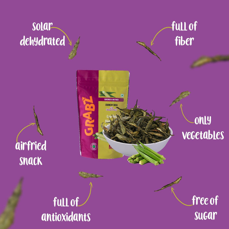 Grabz Air fried Chatpat Masti Okra Vegetable Chips (2x25 grams)