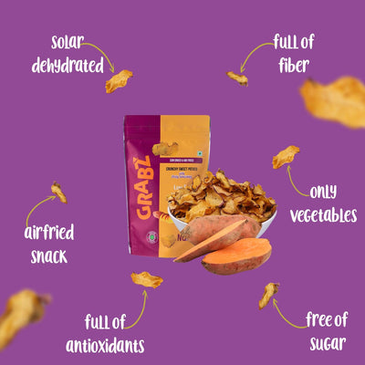 Grabz Air fried Sweet Potato Chips 20 Grams Each (Pack of 6)