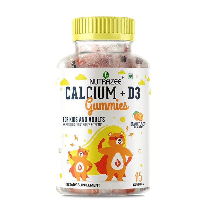 Nutrazee Calcium + Vitamin D Gummies for Kids & Adulst 45 Gummy Bears
