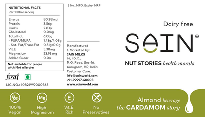 SAIN Almond Drink - the Cardamom story (200ml x 2 bottles)