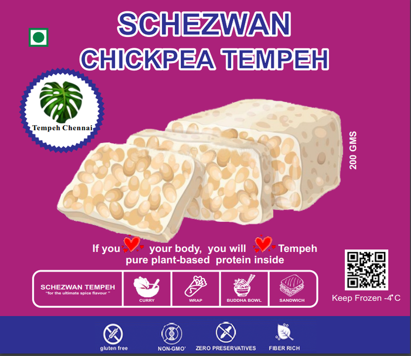 Tempeh Chennai Chickpea Tempeh Schezwan -ORIGINAL, 200g