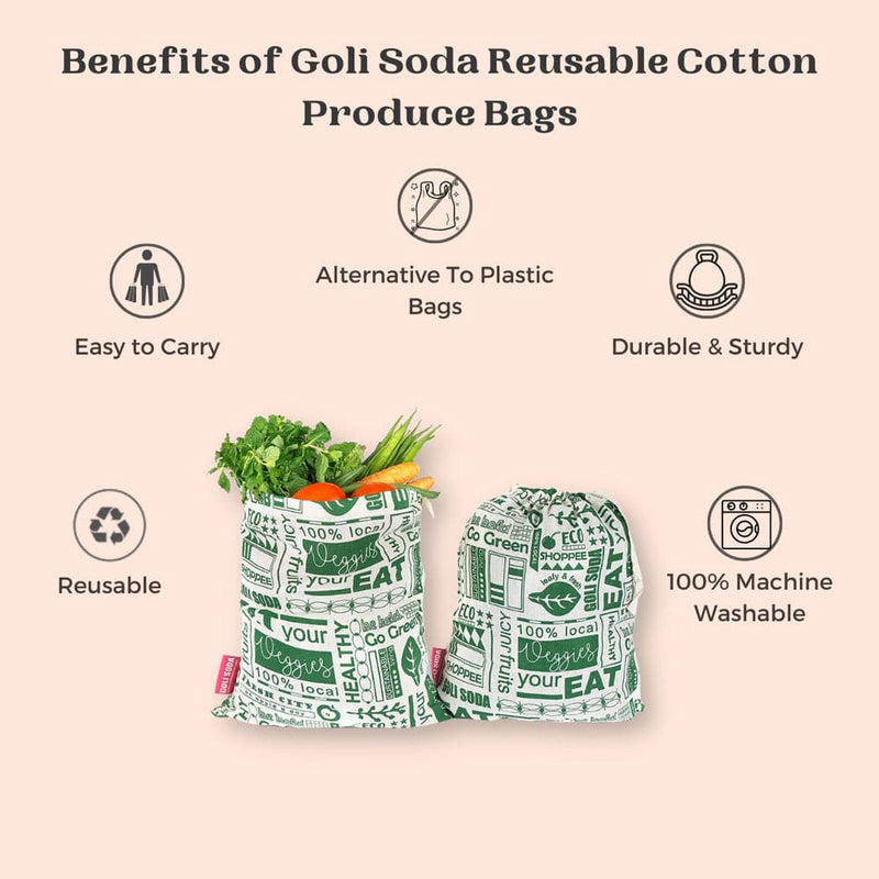 Goli Soda Reusable Cotton Produce Bags For Storage