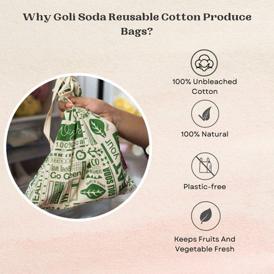 Goli Soda Reusable Cotton Produce Bags For Storage