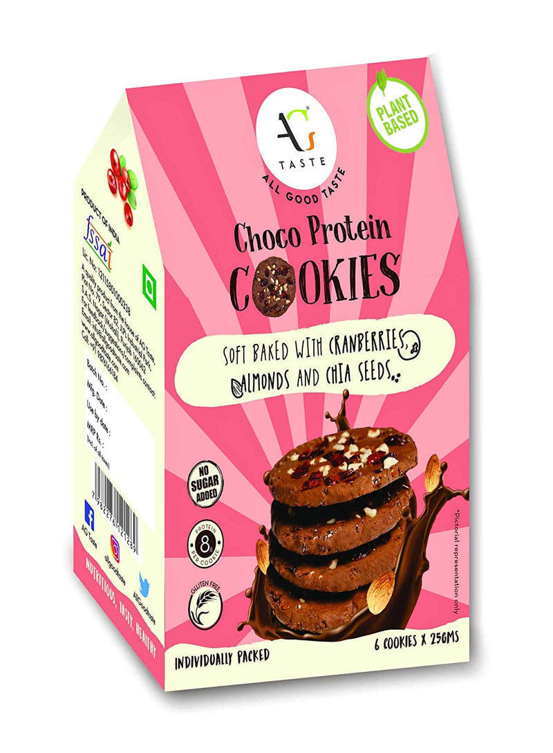 AG Taste Plant Based, Gluten Free Chocolate Cranberry Almond Protein Cookies (150 g)