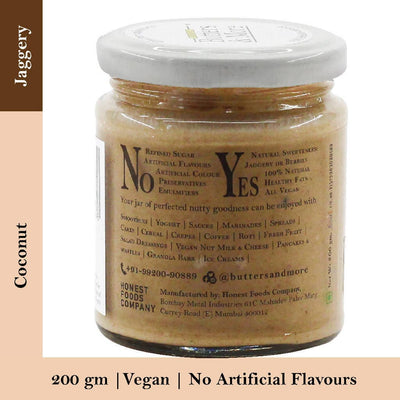 Butters & More Vegan Coconut Butter with Natural Vanilla Extract & Organic Palm Jaggery (200g). No Refined Sugar. No Artificial Flavours. - Vegan Dukan
