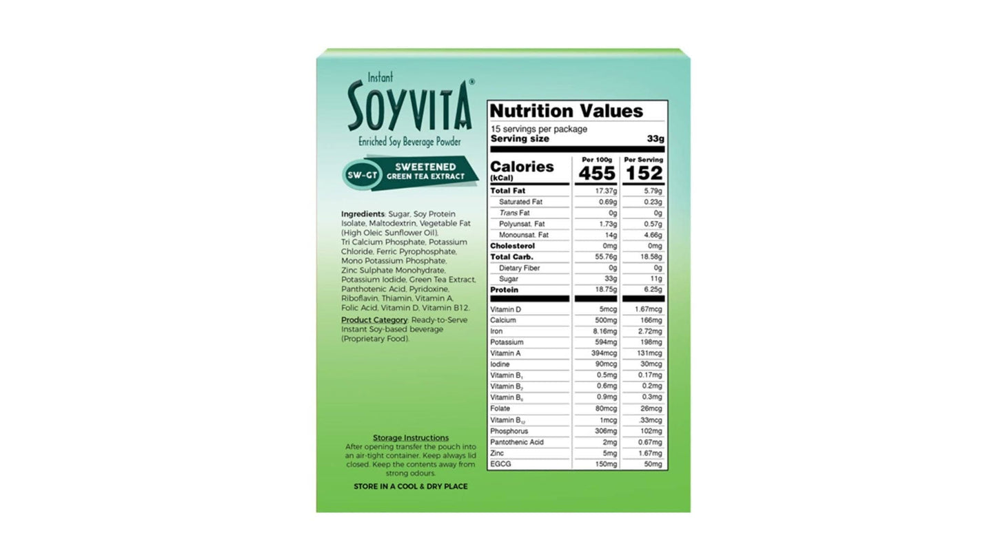 Sweetened Green Tea Extract Plant Based Vegan Soya Milk Powder Online In India