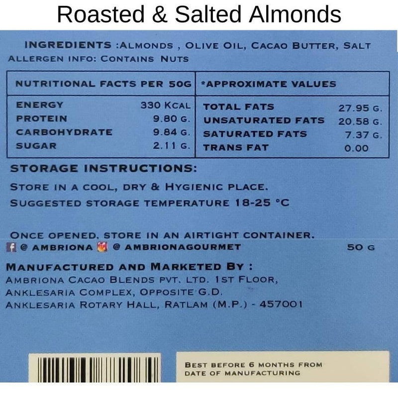 Ambriona Barbeque Almonds | Roasted & salted almonds | Source of Protein , Nutrients & Antioxidants . NON GMO, 2 x 50 gm - plant based Dukan