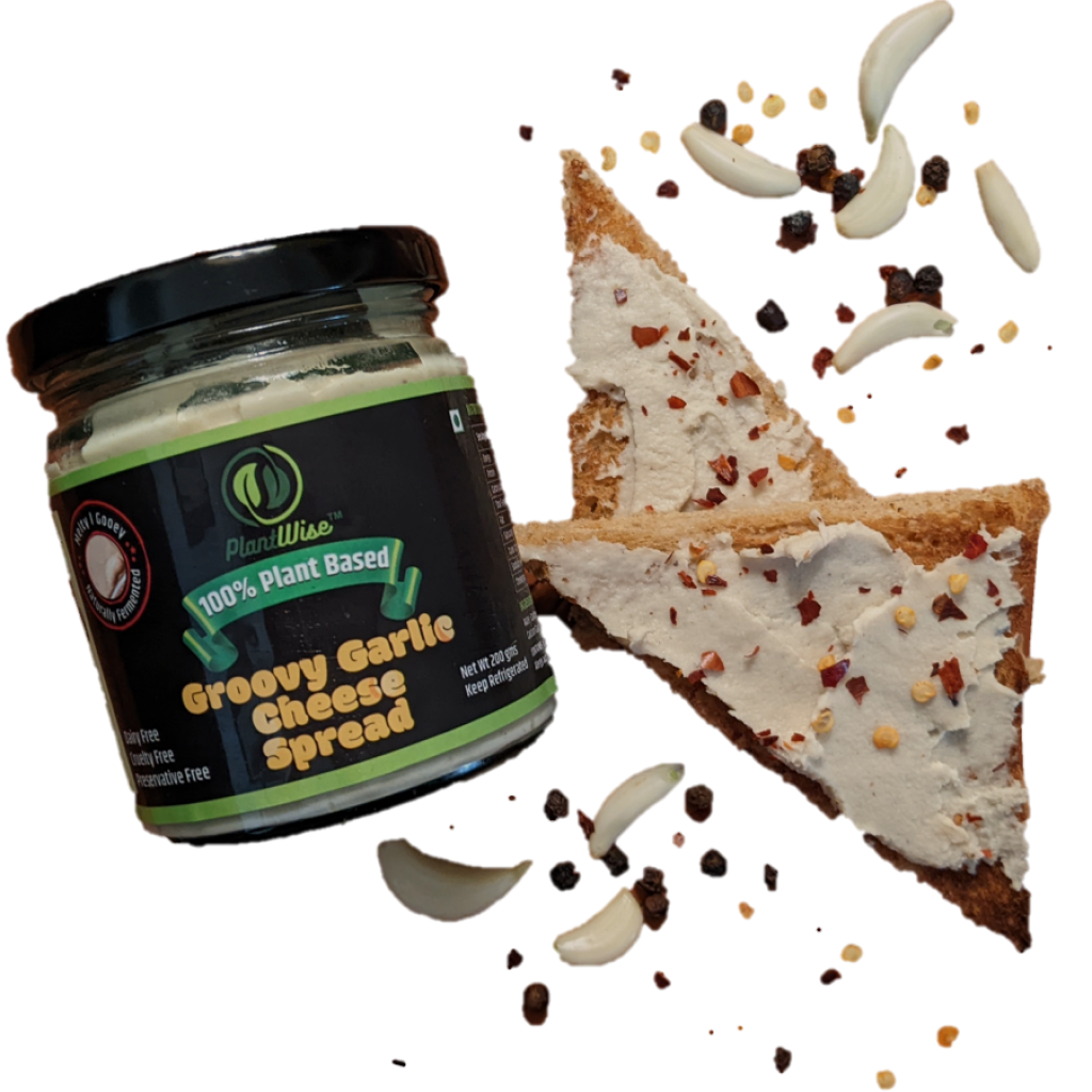 PlantWise Gourmet Spread Cheezy Garlic Flavor 200 gms (Zero Cholesterol, Zero Lactose,Plant Based)