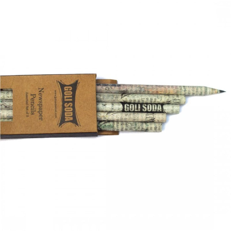 GOLI SODA Upcycled Plain Newspaper Pencils (Pack of 5)