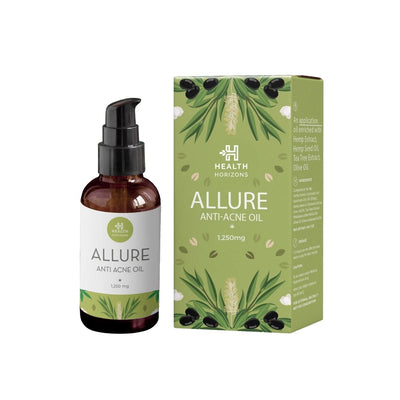 Health Horizon Allure Hemp Oil (1.250 mg) for Skin and Face, Anti-bacterial and Anti-inflammatory