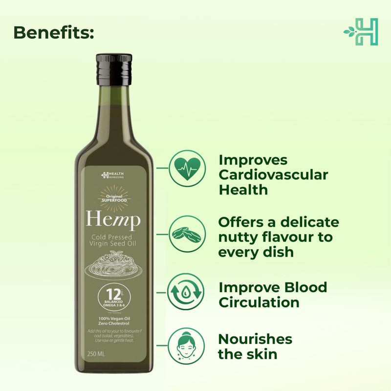 Health Horizons Hemp Cold Pressed Virgin Seed Oil  (200 ml)