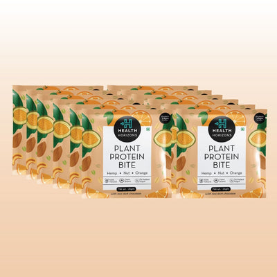 Health Horizons Plant Protein Bites ( 25g X Pack of 12) | Orange & Dark Chocolate Flavour |3.9g Protein per bite
