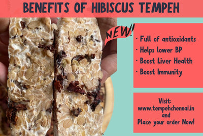 Tempeh Chennai Soybean Hibiscus Tempeh Fresh Original , 200g- Plant Protein