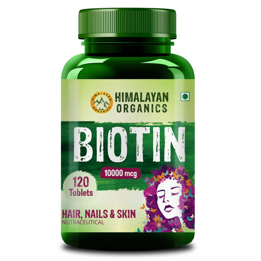 Himalayan Organics Biotin 10,000 mcg for Hair Growth - 120 Tablets