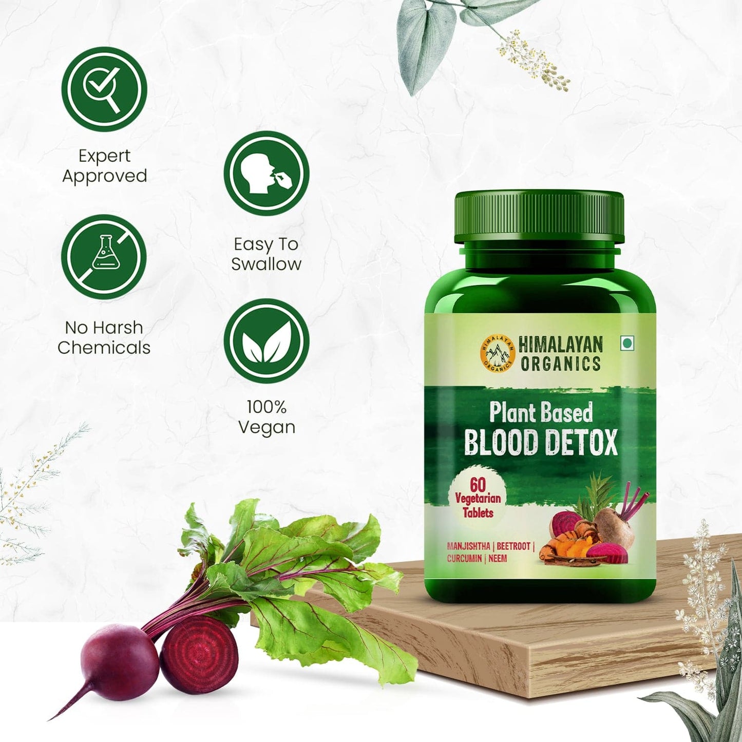 Himalayan Organics Blood Detox (Beetroot Curcumin Manjistha Extracts)  60 Tablets