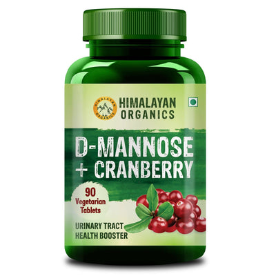 Himalayan Organics D-MANNOSE + CRANBERRY Antioxidant Rich Supplement for Kidney Health & Urinary Tract Infection - 90 Tablets