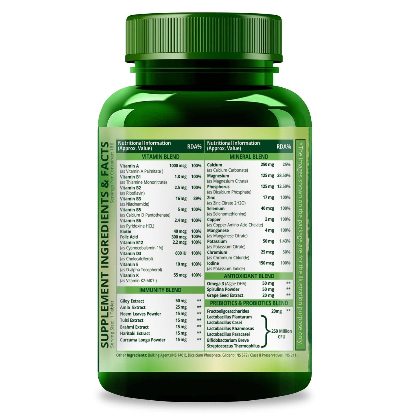 Himalayan Organics Immunity Multivitamin with Probiotics - 180 Tablets