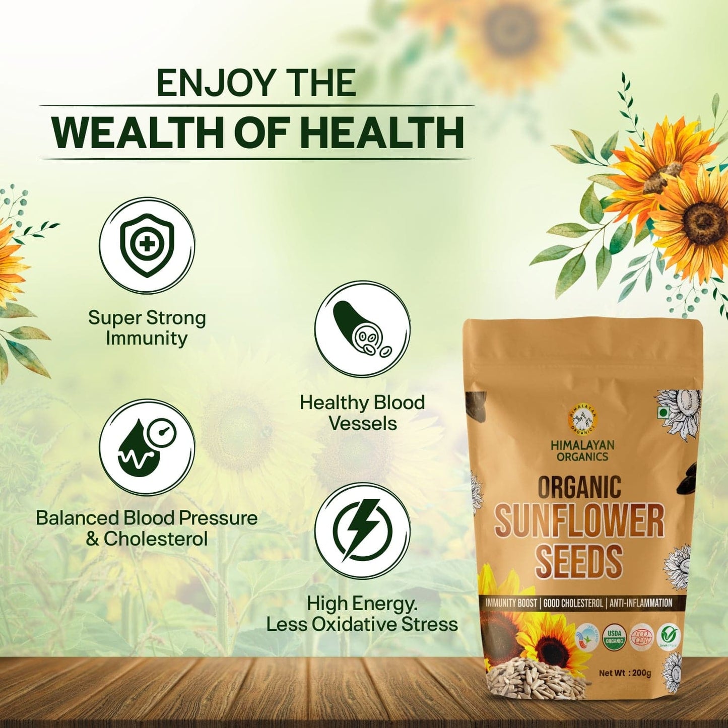 Himalayan Organics Certified Organic Sunflower Seeds 200g