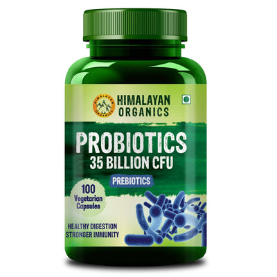 Himalayan Organics Probiotics Supplement 35 Billion CFU for women & men, 16 Strains with Prebiotics | 100 Veg Capsules