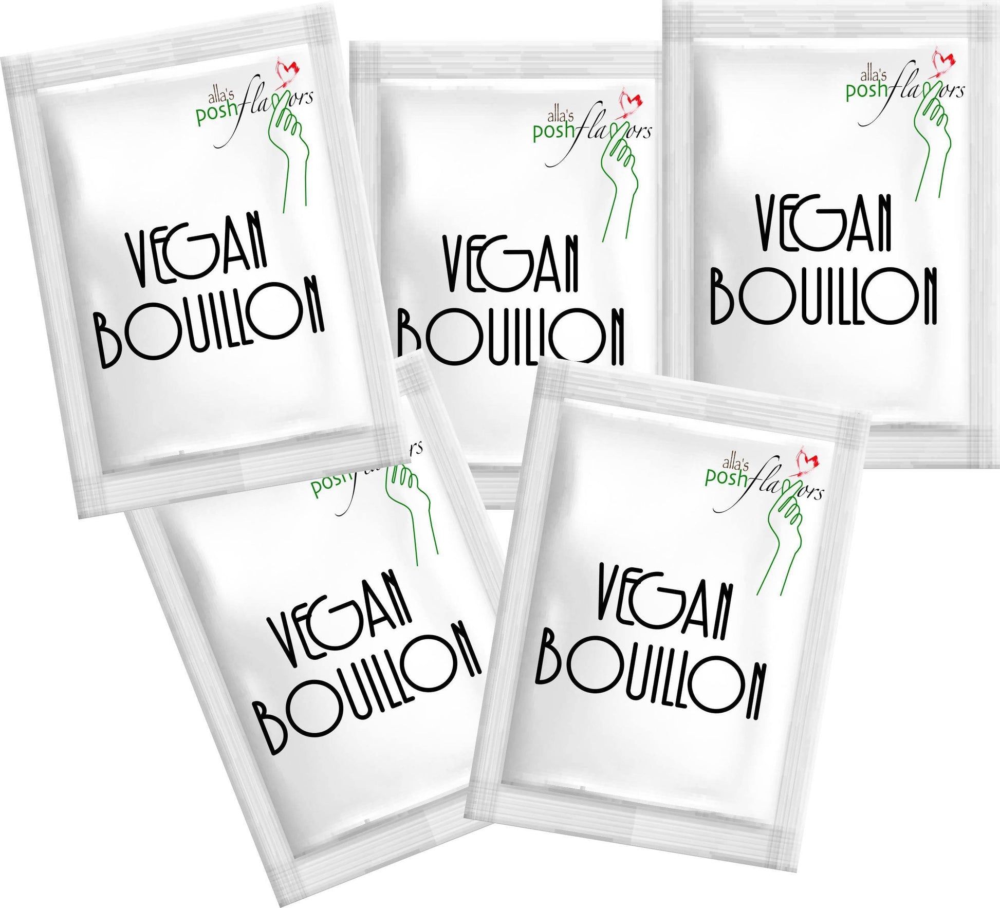 Alla's Posh Flavors Vegan Bouillon & Broth Powder | 5 Individual Sachets | 100grams| 5 litres of Soup Stock | Instant Chicken Style Stock Powder | 100% Vegan | NO MSG | Fortified with Nutritional Yeast Flakes - Vegan Dukan