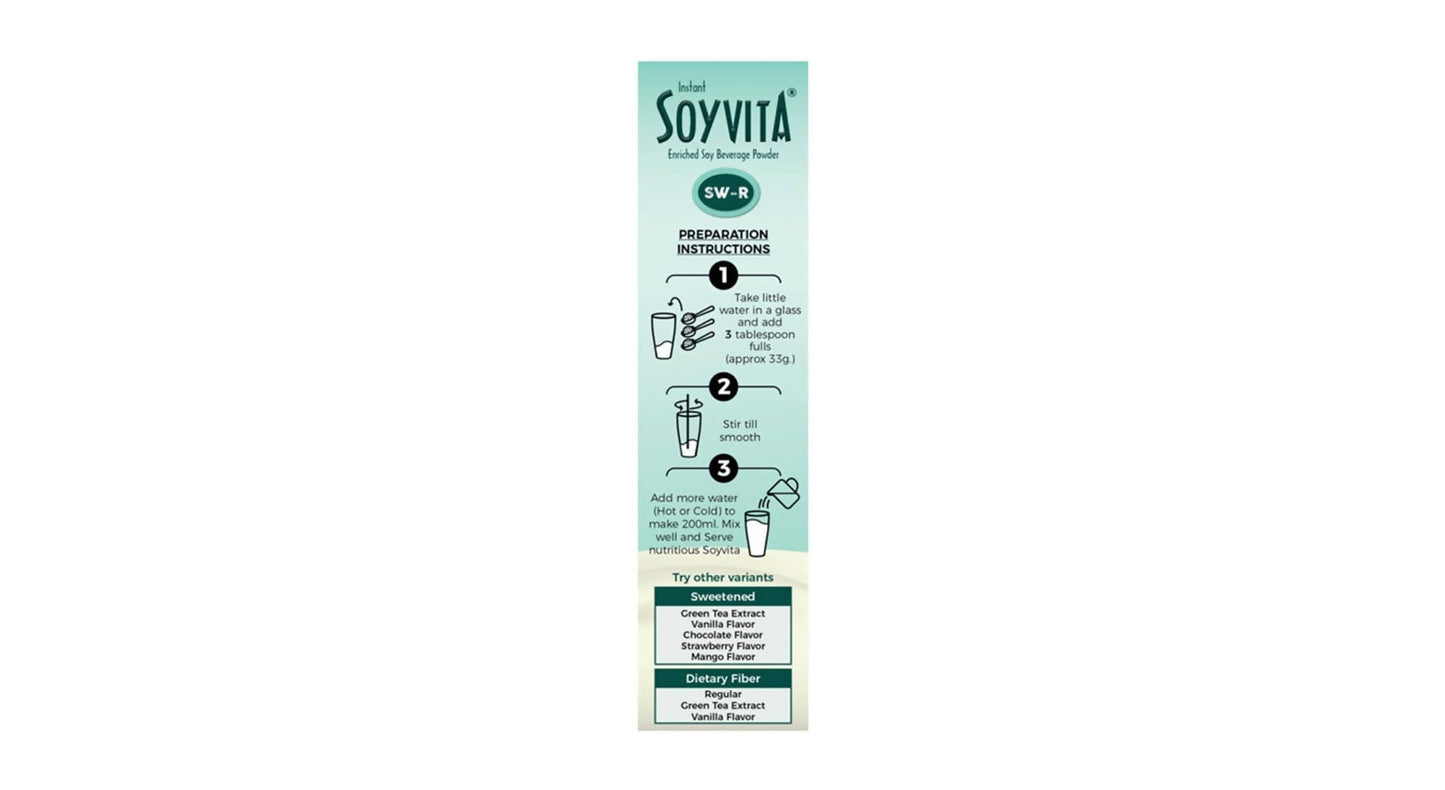 Soyvita - Sweetened Regular Malt | Lactose Free | Enriched Soy Beverage Powder | Serves-15 (500 Gms)