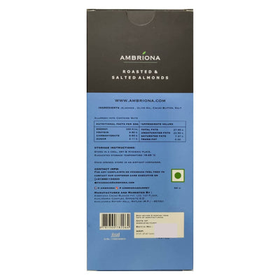 Ambriona Roasted & salted almonds - All Natural , Source of Protein , Nutrients & Antioxidants . NON GMO, VEGAN , GLUTEN FREE & KETO FRIENDLY | 2 x 50 gm - Vegan Dukan