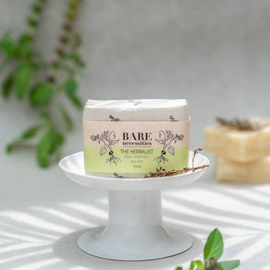 Bare necessities- Basil Rosemary Spa Bar : The Herbalist 75g - plant based Dukan
