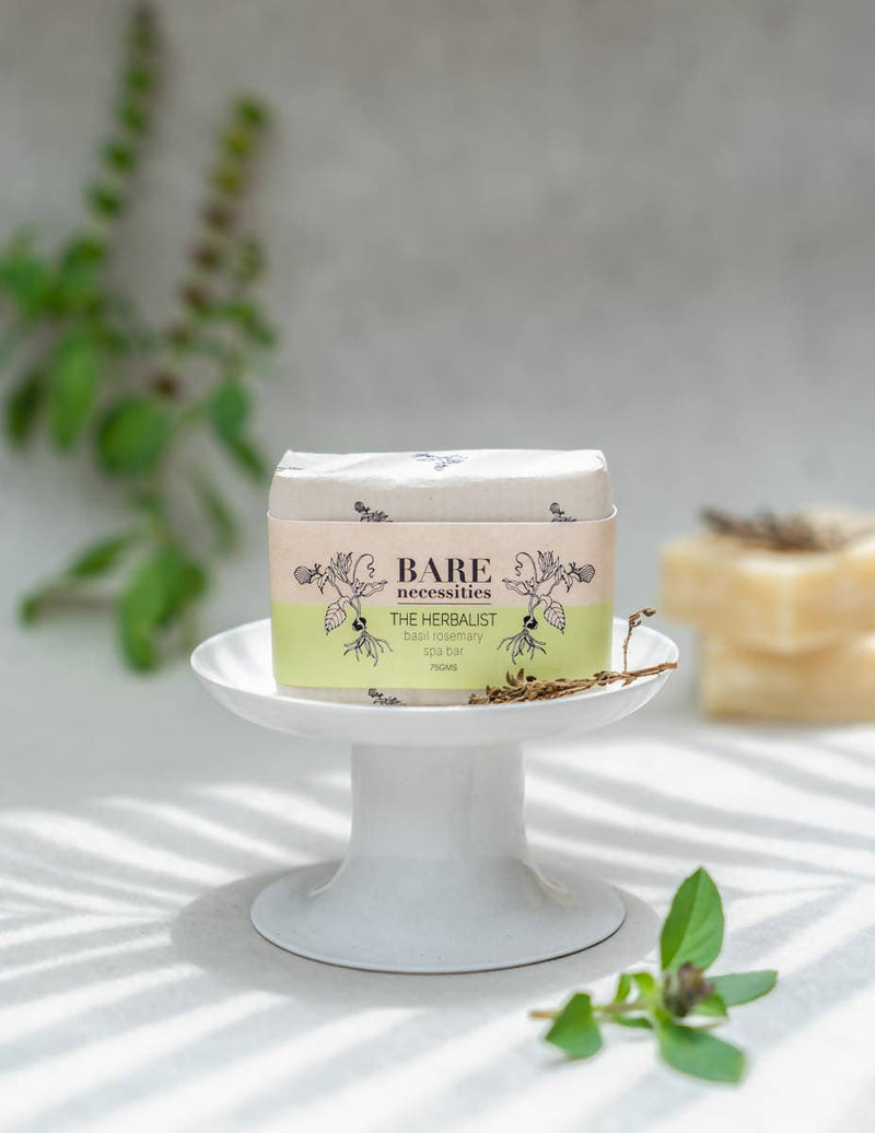 Bare necessities- Basil Rosemary Spa Bar : The Herbalist 75g - plant based Dukan