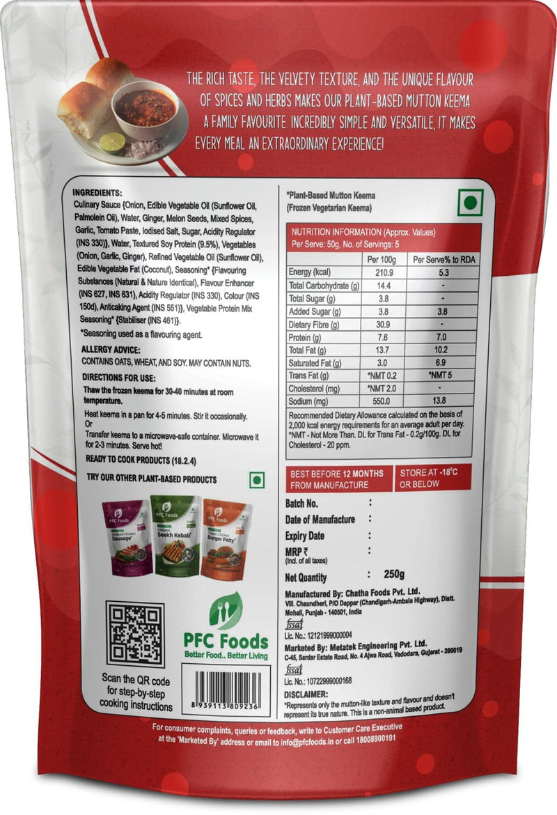 PFC Foods Plant Based Mutton Keema 250g