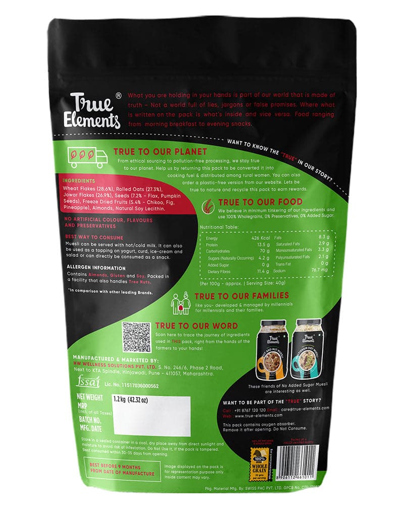 True Elements No Added Sugar Muesli - plant based Dukan