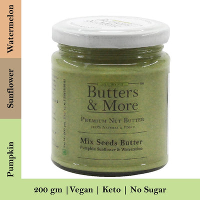 Butters & More Vegan Mix Seed Butter (70g Plant Protein Per 200g Jar) Unsweetened. - Vegan Dukan