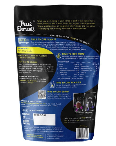 True Elements Raw Chia Seeds - plant based Dukan