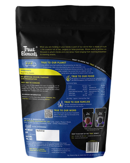 True Elements Raw Chia Seeds - plant based Dukan