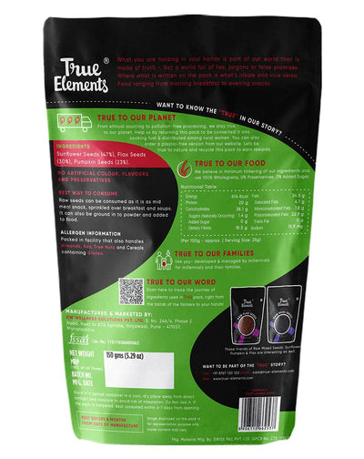 True Elements Raw Sunflower Pumpkin And Flax Seeds 150gm - plant based Dukan
