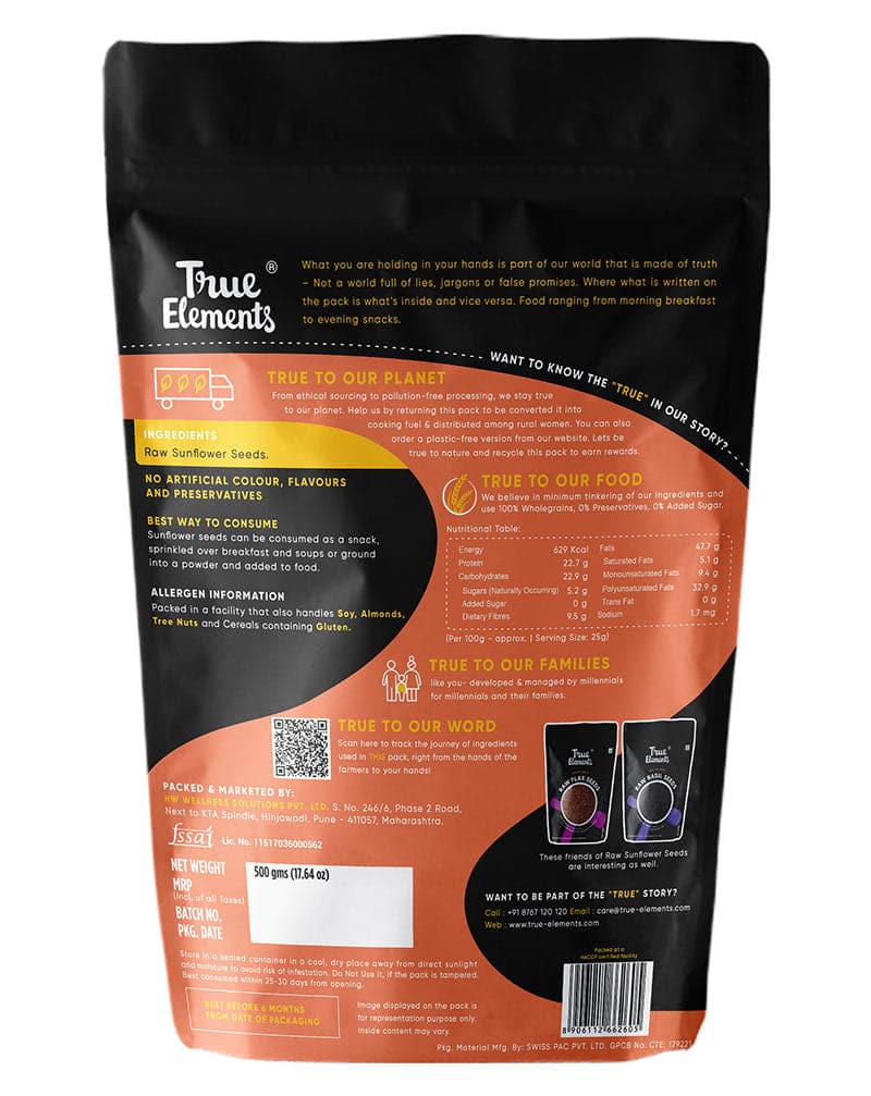 True Elements Raw Sunflower Seeds - plant based Dukan